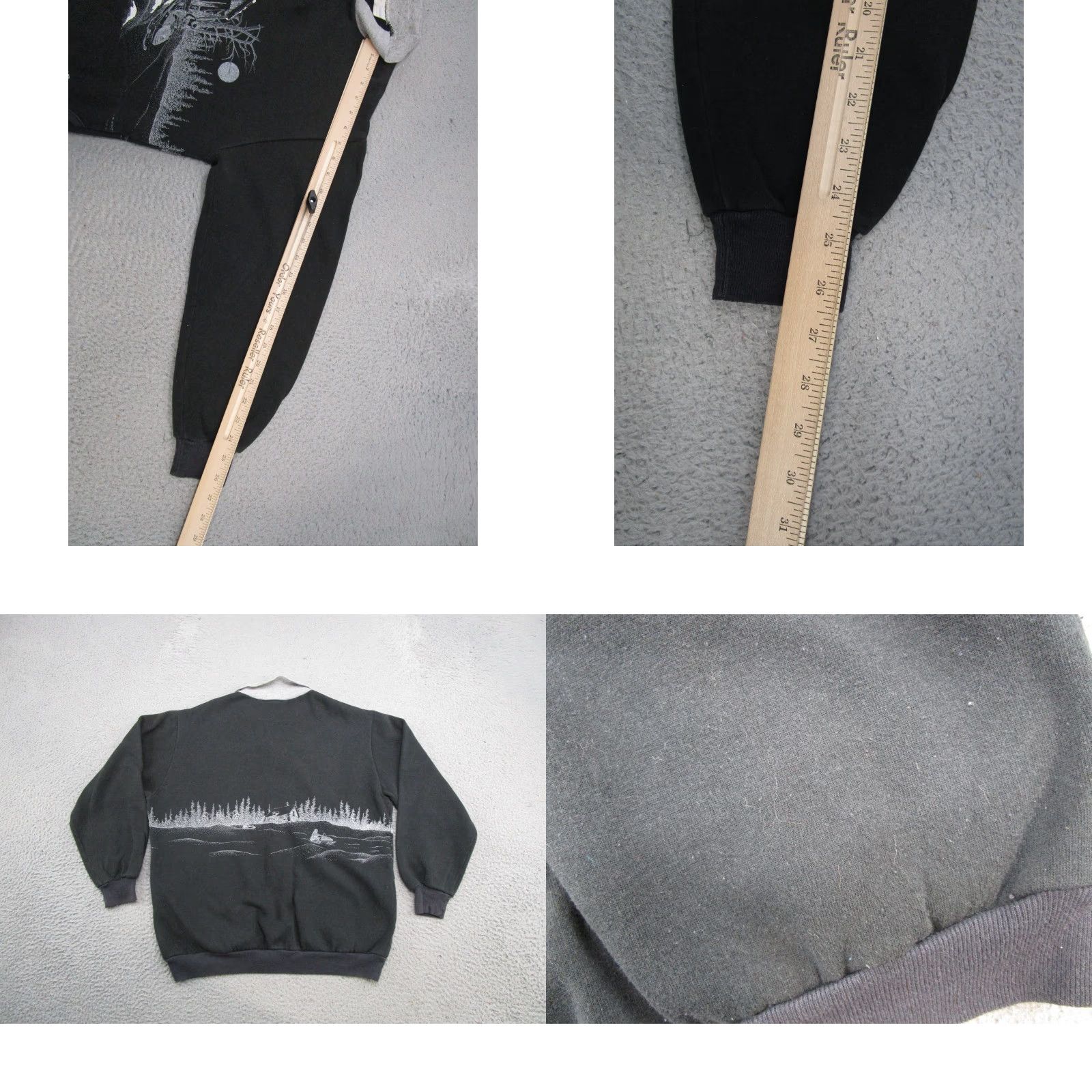 Vintage VTG 80s 1988 AU Wrap Around Print Lake Gogebic Michigan Cabin Sweatshirt Size M Black Cotton Men Pullover Crew Neck All Seasons Sports 80s Vintage Size US M / EU 48-50 / 2 - 8 Thumbnail