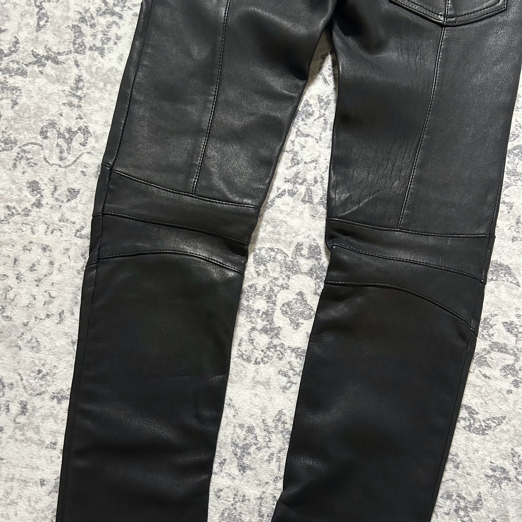 Balmain AW10 Leather Moto Biker Pants