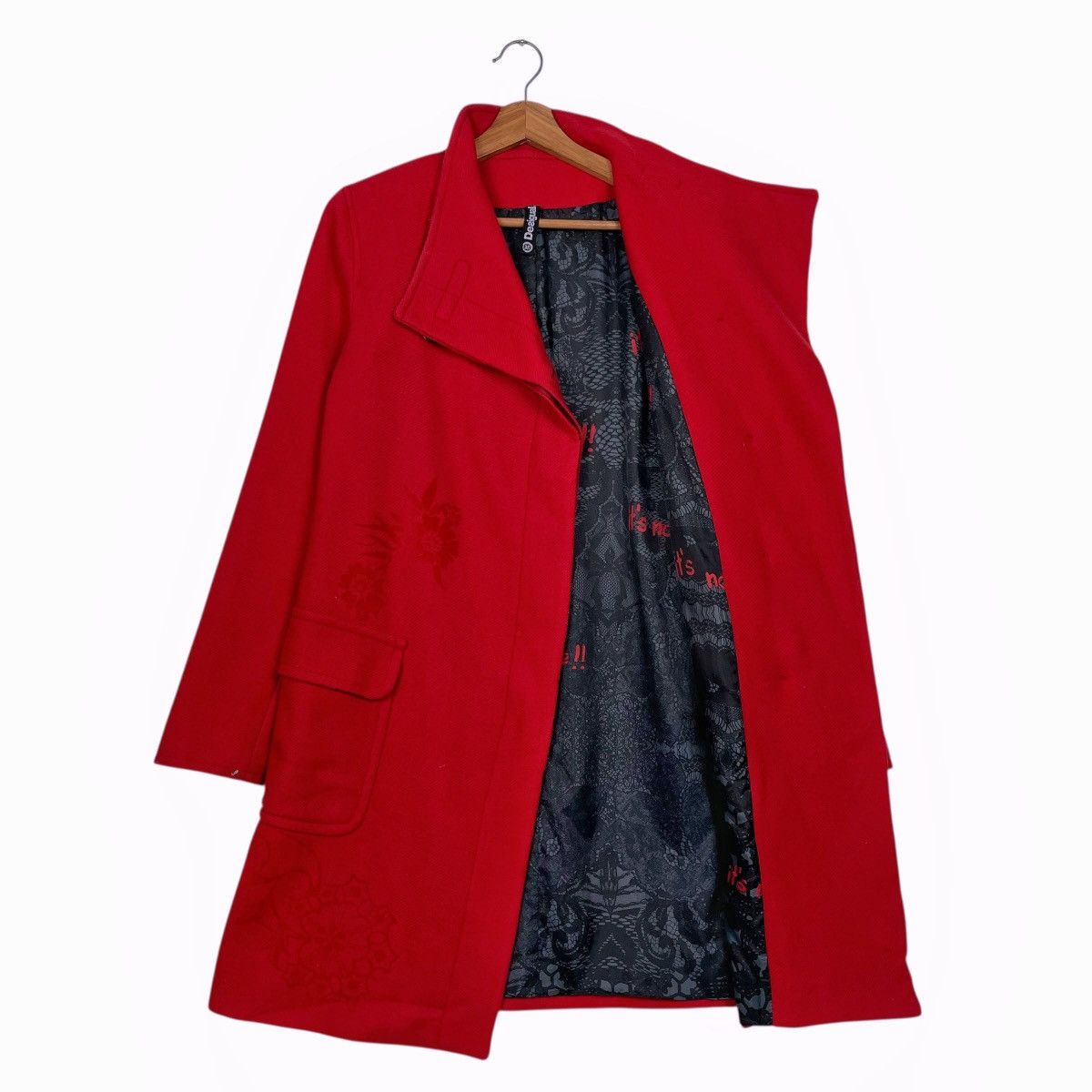 Desigual Desigual Red Flower Coat Size S / US 4 / IT 40 - 1 Thumbnail