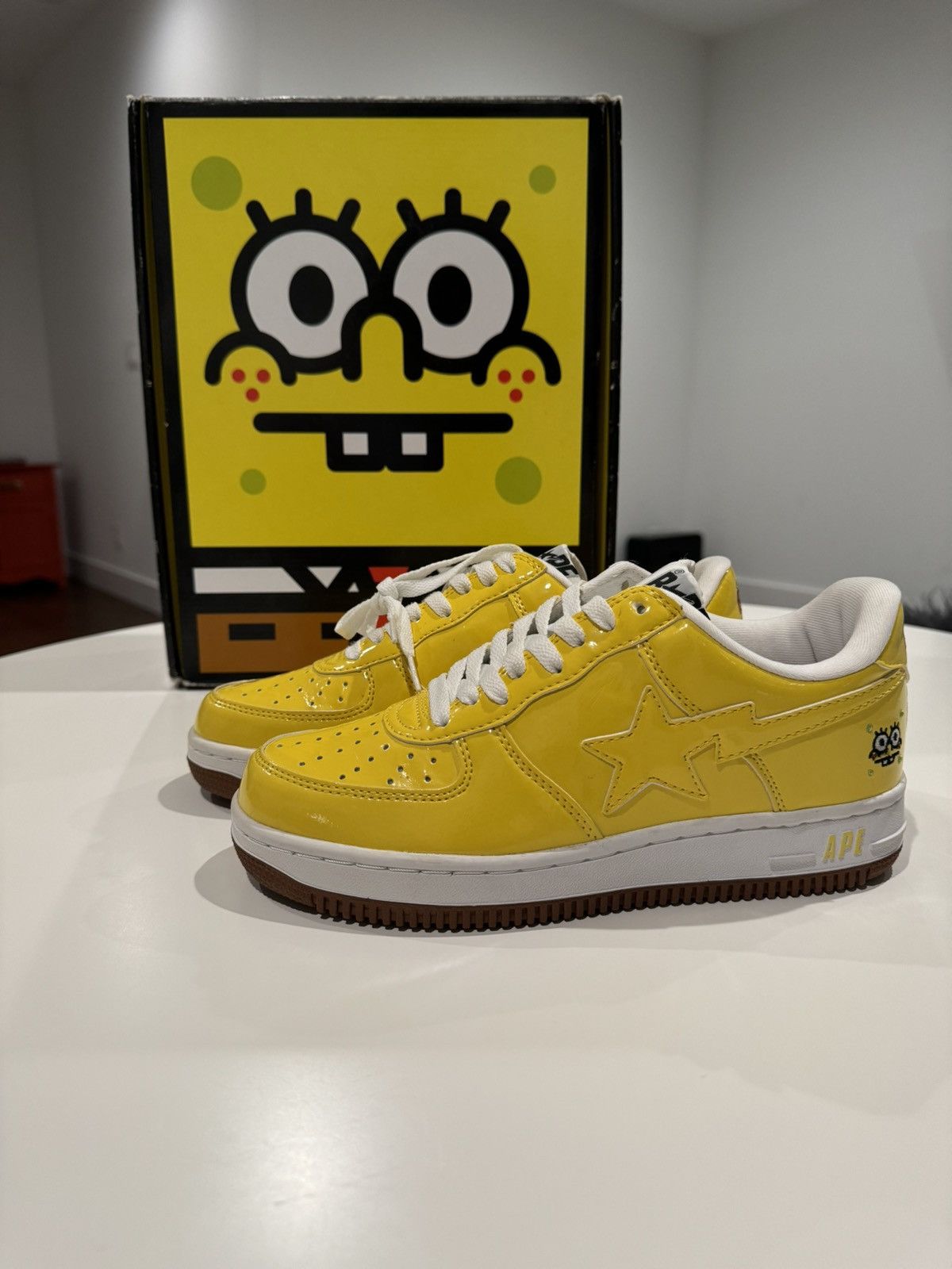 image of Bape X Spongebob Squarepants Bapesta Shoes in Yellow, Men's (Size 7.5)