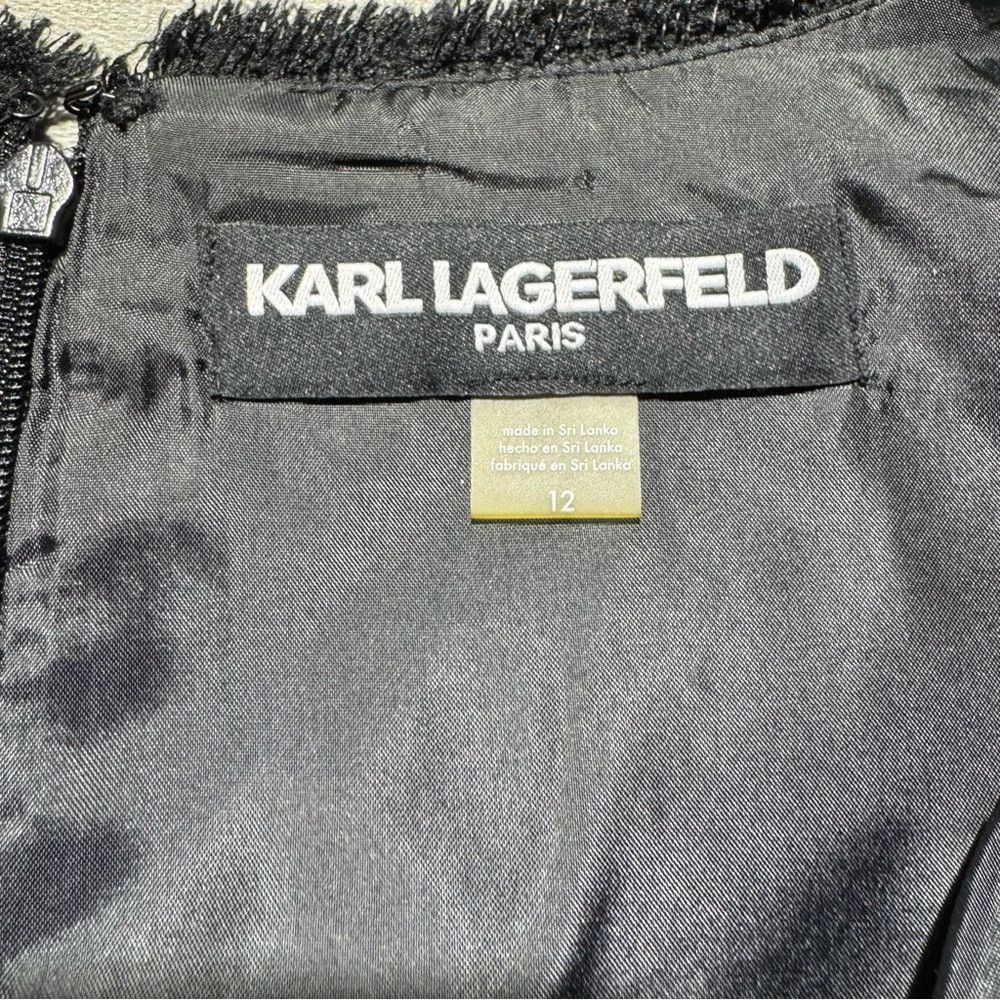 Karl Lagerfeld NWT New Karl Lagerfeld Black Tweed Sheath Fringe Mini Dress Size XL / US 12-14 / IT 48-50 - 7 Thumbnail