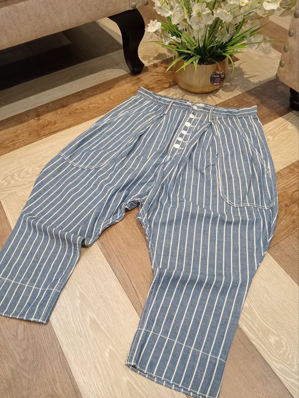 Ne-Net VINTAGE NE-NET ISSEY MIYAKE STRIPED CROPPED PANTS Size US 30 / EU 46 - 2 Thumbnail