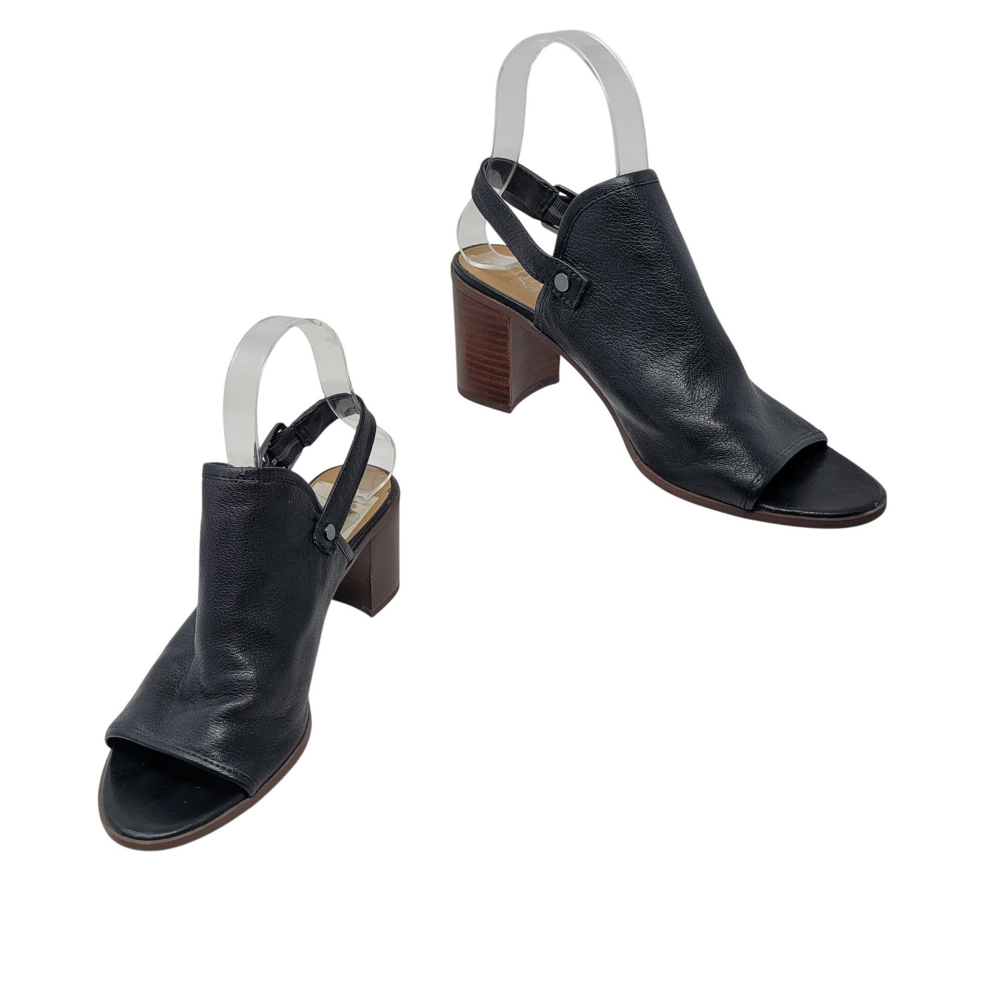 Franco Sarto Franco Sarto Womens Humor Black Leather Block Heel Sling Bac Size US 8 / IT 38 - 1 Thumbnail
