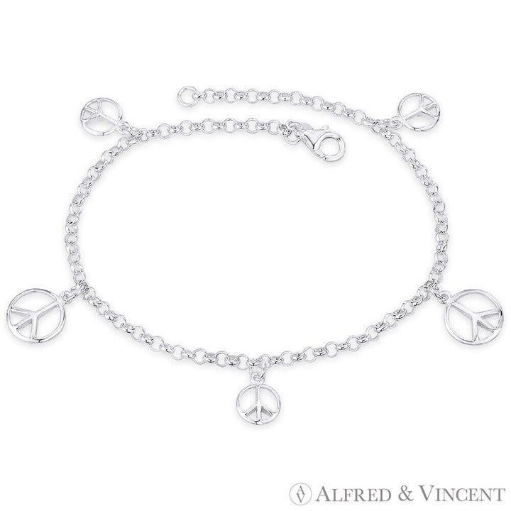 Other Peace Sign Charm on Rolo Link Italian Chain Anklet Size ONE SIZE - 1 Preview