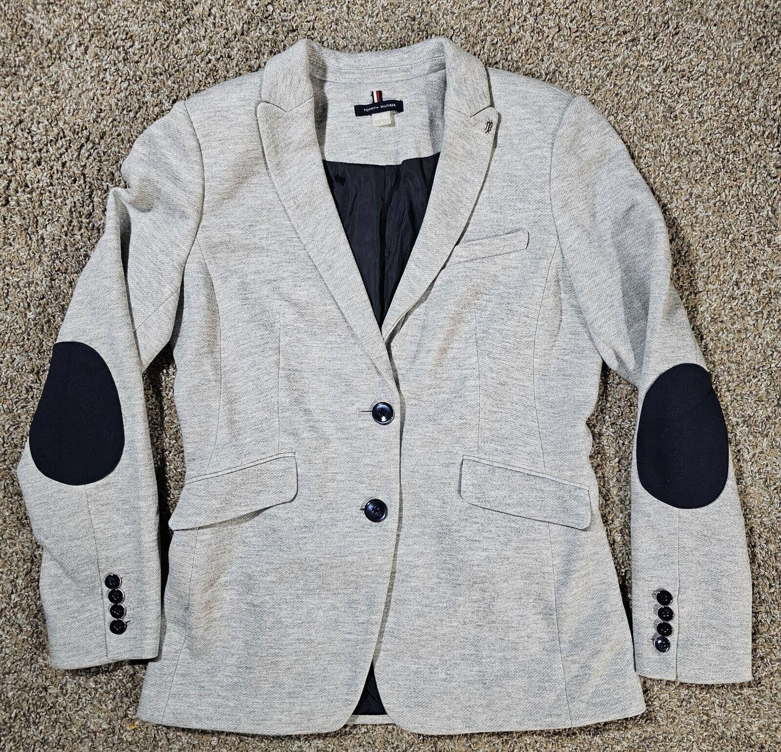 Tommy Hilfiger Tommy Hilfiger Gray 2 Button Blazer Blue Elbow Patches sz 8 Size M / US 6-8 / IT 42-44 - 1 Thumbnail
