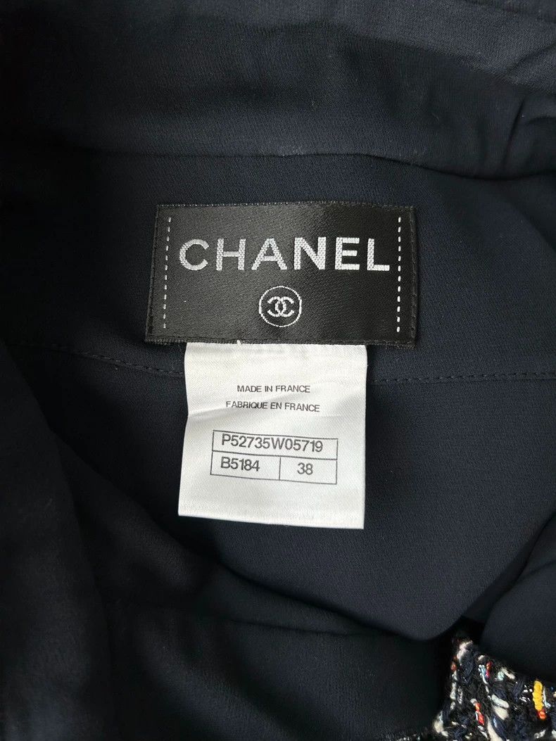 Chanel Chanel 15k tweed braided stitching silk dark blue dress 250 Size XS / US 0-2 / IT 36-38 - 6 Thumbnail