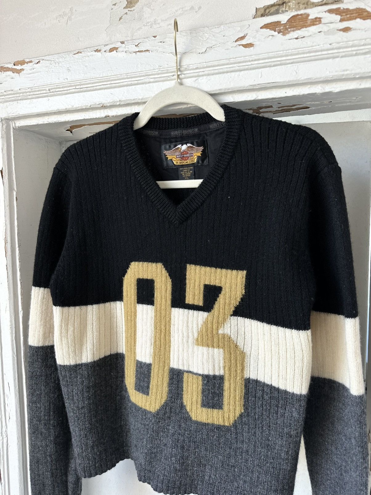 Harley Davidson × Vintage Vintage Harley Davidson Wool Made in Japan Sweater Size XL / US 12-14 / IT 48-50 - 2 Thumbnail