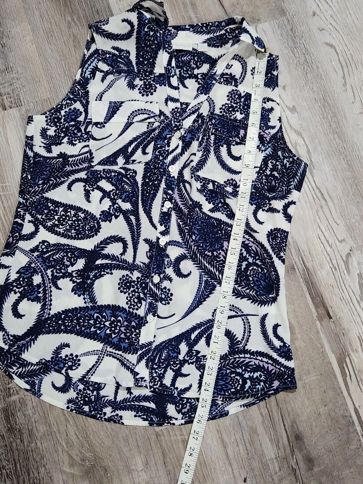 Designer New York And Company Tank Top Medium Paisley Blue White Size M / US 6-8 / IT 42-44 - 4 Thumbnail