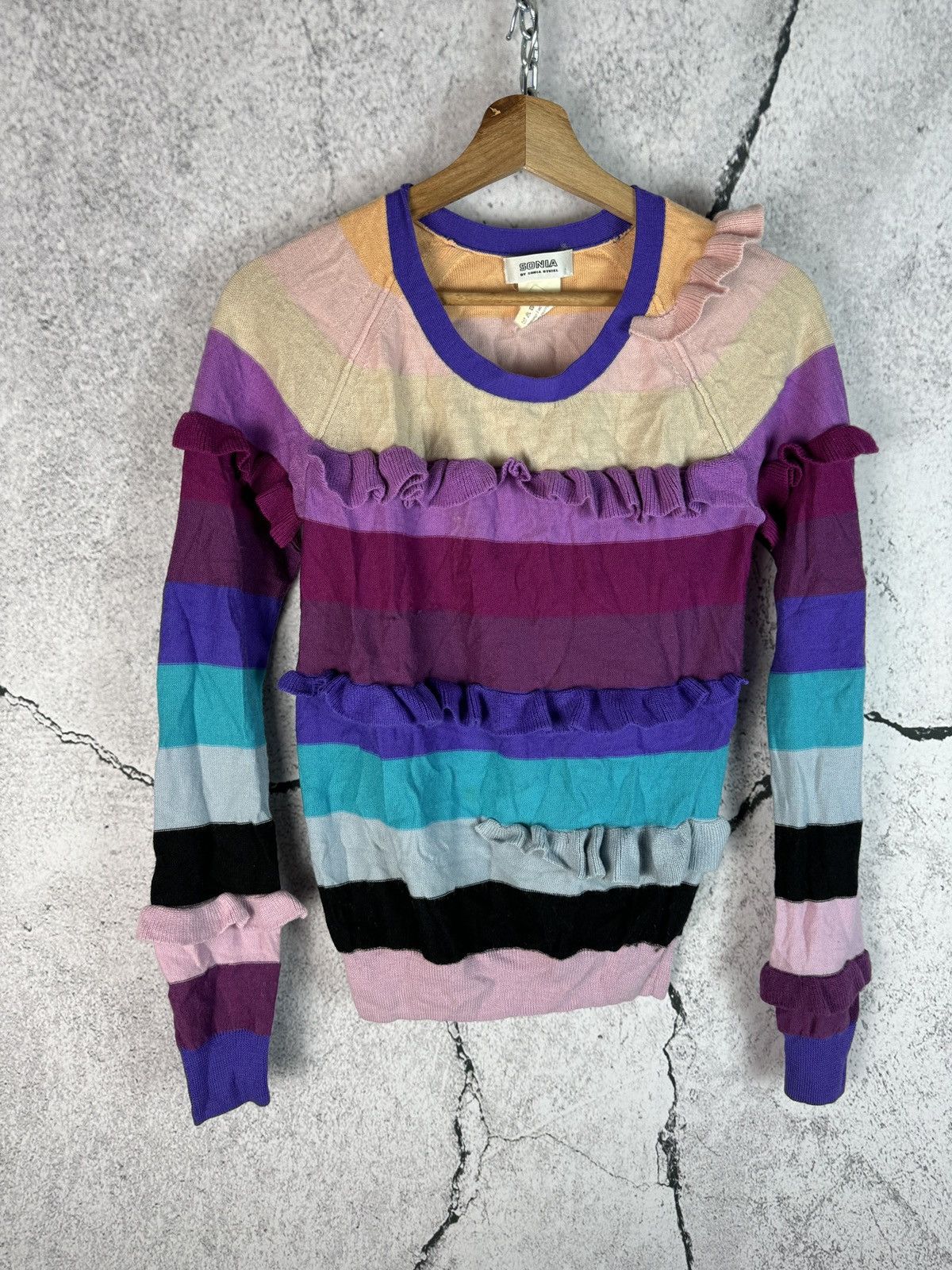 Sonia Rykiel Striped Multicolor Wool Sweater Made in Hong Kong Size M / US 6-8 / IT 42-44 - 1 Thumbnail