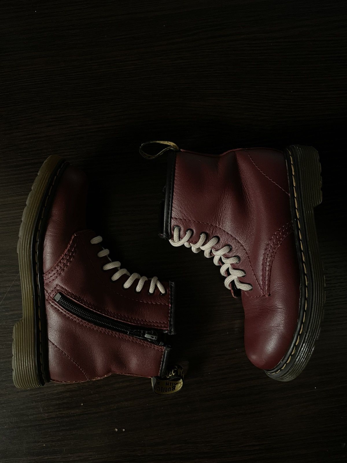 Children of the discordance × Dr. Martens × Red Wing Unisex DR.MARTENS Brooklee 1460 Leather Cherry Zip High-Top Boots Kids UK9 US 10 Size US 4 / IT 34 - 13 Thumbnail
