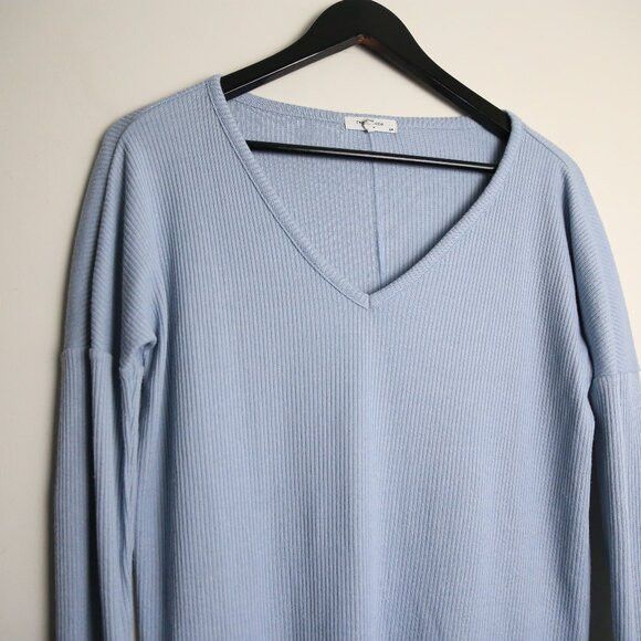 Rag & Bone Rag & Bone The Knit Vee Neck Long Sleeve Light Blue Sweater Size S / US 4 / IT 40 - 2 Thumbnail