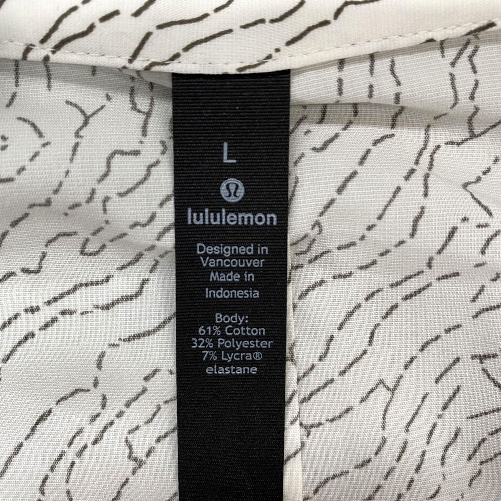 Lululemon Lululemon Shirt Mens Large White Stretch Abstract Button Up Size US L / EU 52-54 / 3 - 6 Thumbnail