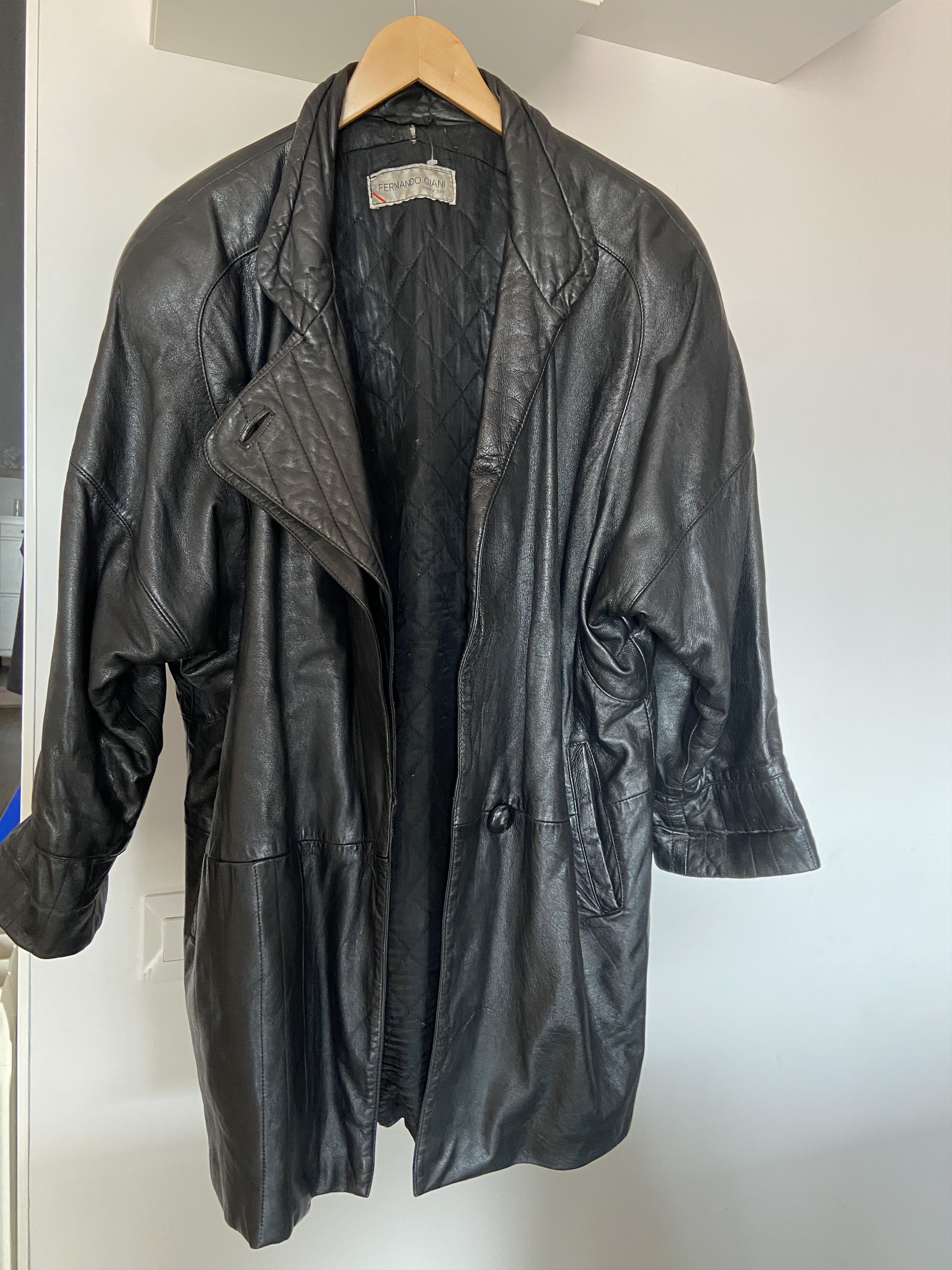 image of Fernando Giani X Vintage Real Leather Jacket in Black, Men's (Size Large)