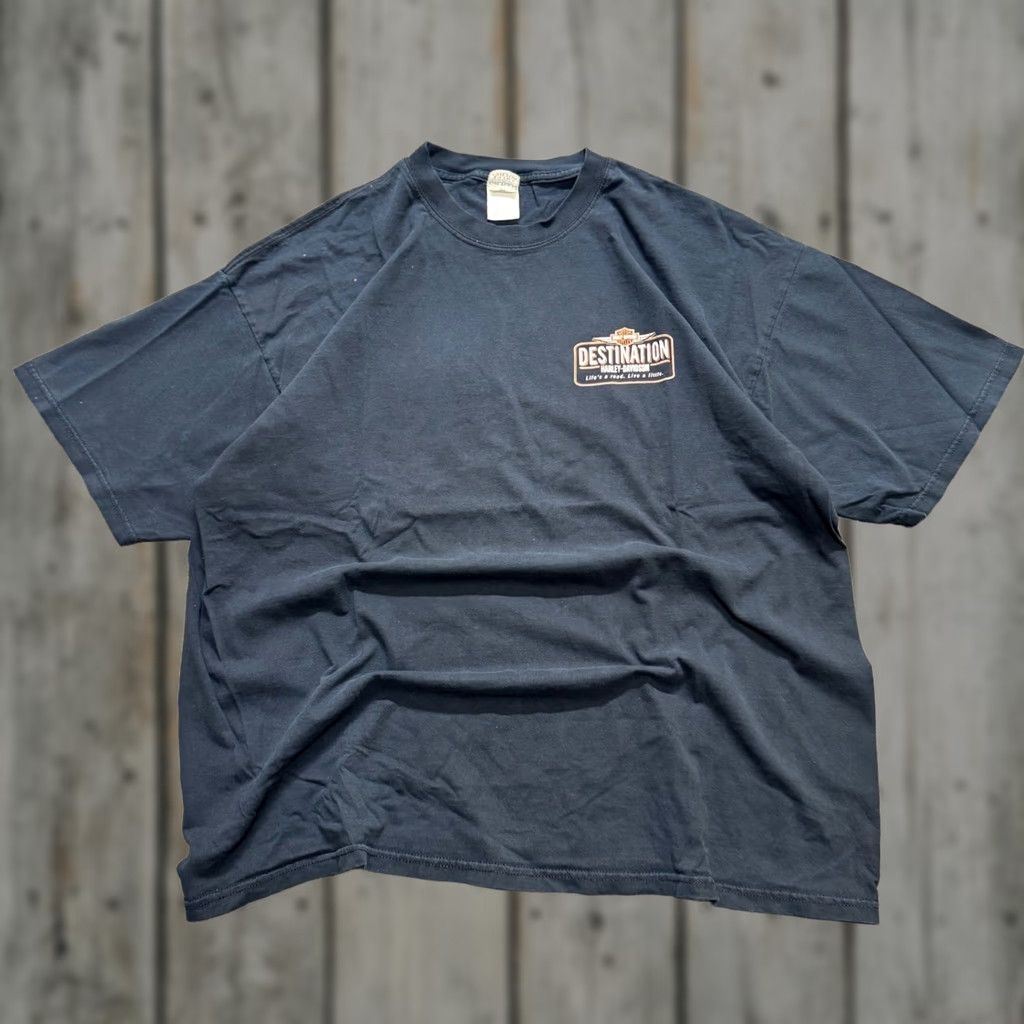 Gildan Harley Davidson T-Shirt Men 2XL Black 100% Cotton Life's a Road Biker Distressed Stained Gildan Size US XXL / EU 58 / 5 - 1 Thumbnail