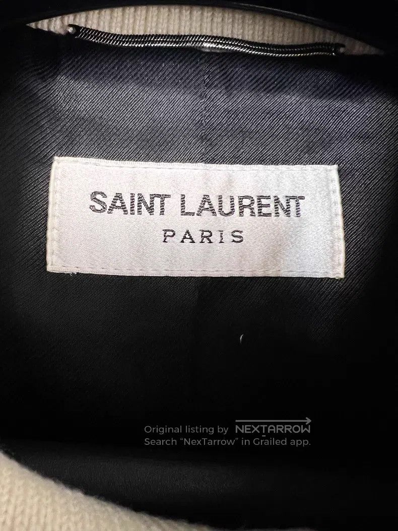 Saint Laurent Paris Saint Laurent Paris White Leather Trim Wool Baseball Jacke Size US L / EU 52-54 / 3 - 3 Thumbnail