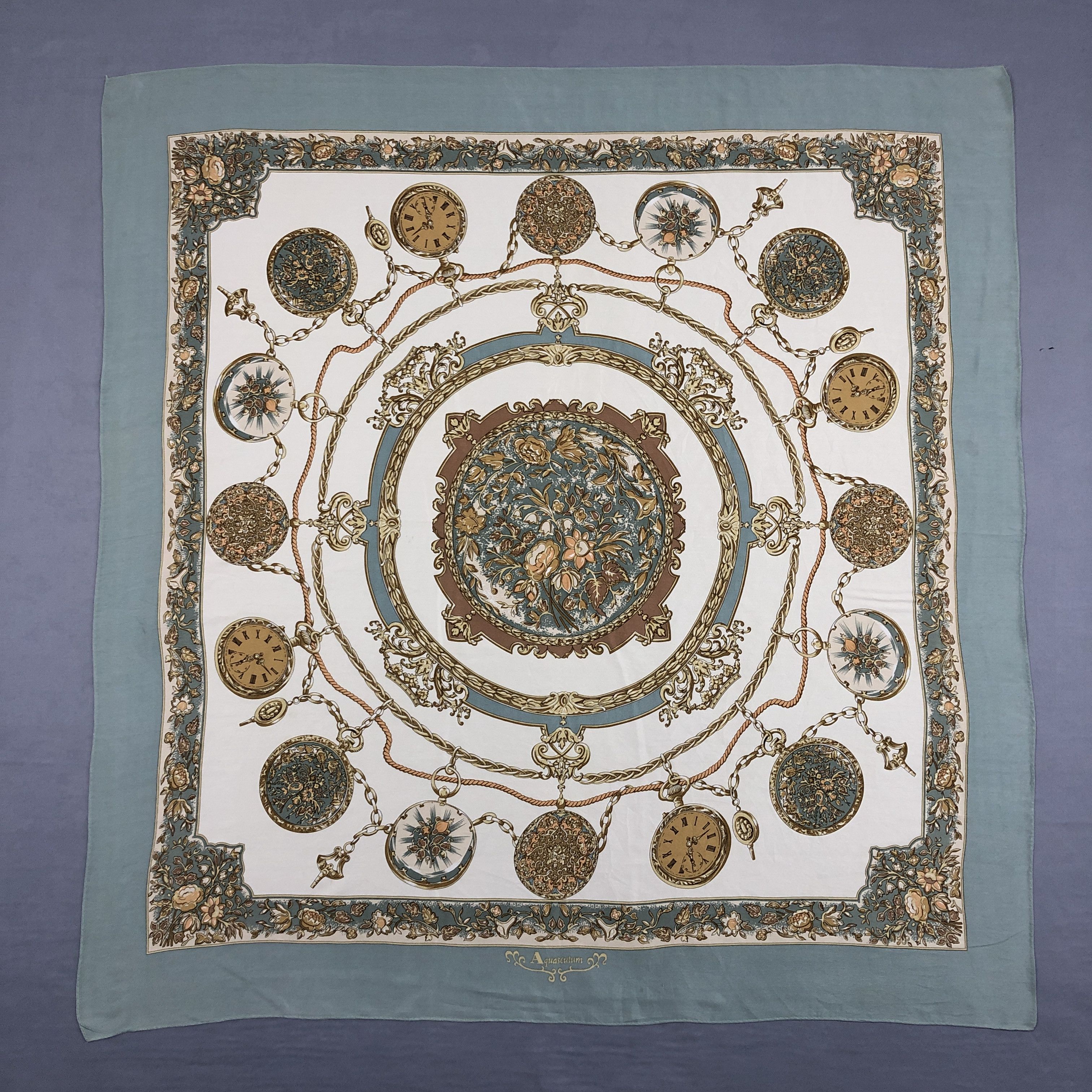 Aquascutum × Vintage Vintage Aquascutum SILK Scarf Twill Stole Wraps Scarves Size ONE SIZE - 1 Thumbnail