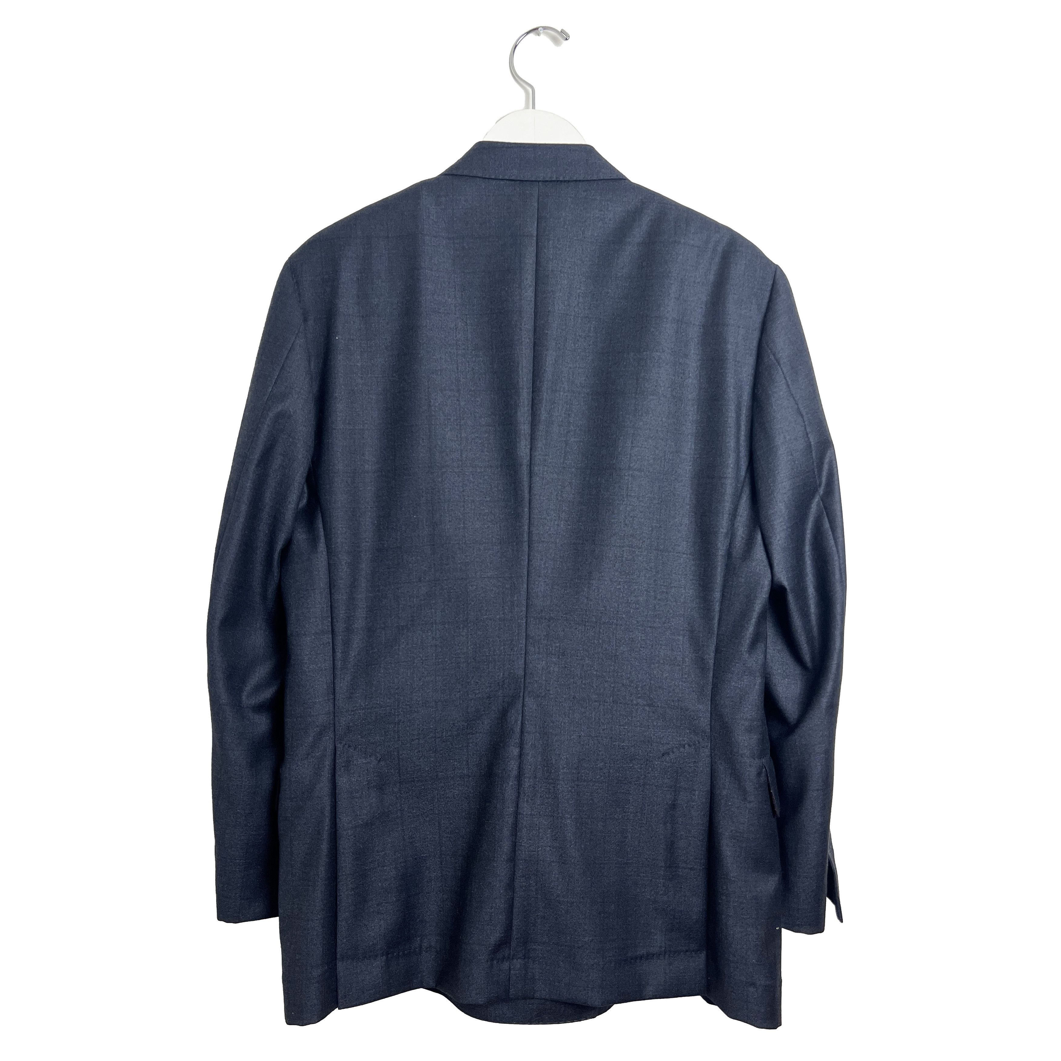 Brunello Cucinelli Navy Windowpane Wool Suit Size 38R - 2 Thumbnail