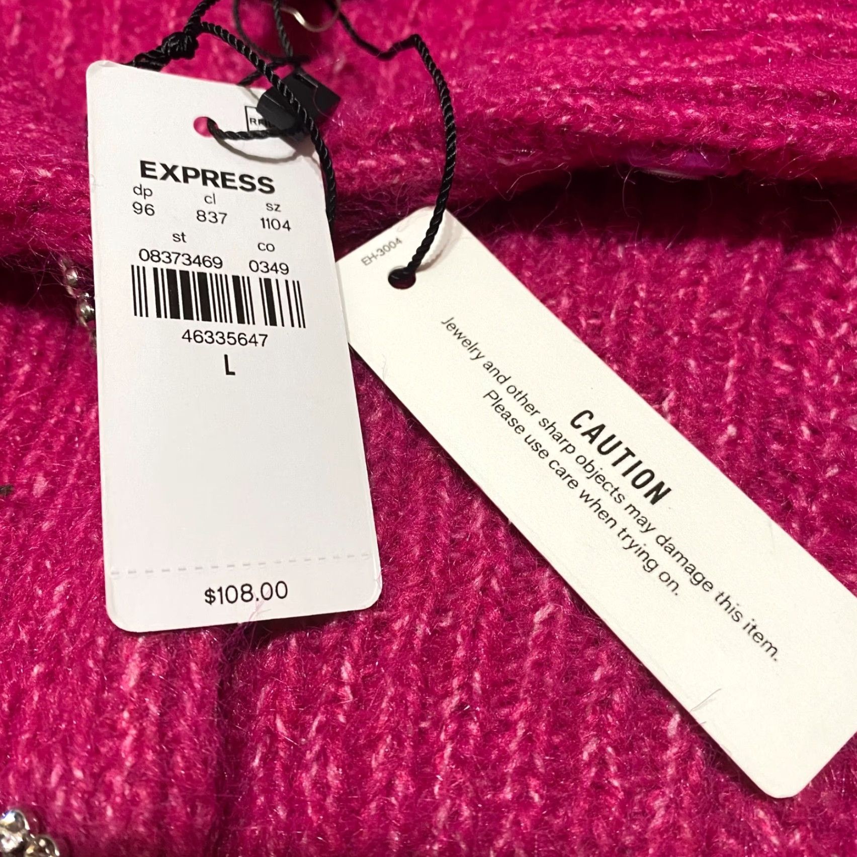 Express **Womens Pink Large Fuzzy Knit Embellished Express Sweater** User: **Womens Large Pink Fuzzy Knit Embellished Express Sweater** Size L / US 10 / IT 46 - 5 Thumbnail