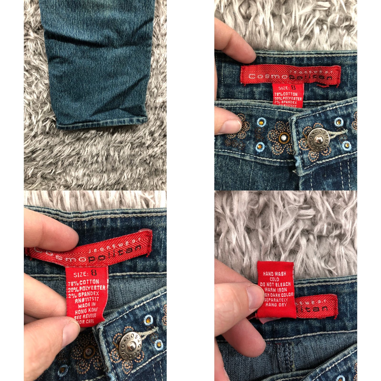 Denime Cosmopolitan Jeans Female Regular Dark Wash Blue Denim Mid Rise 8 - 5-Pocket Bootcut Cotton Pants Womens Size 8 Blue Size 30" / US 8 / IT 44 - 8 Thumbnail