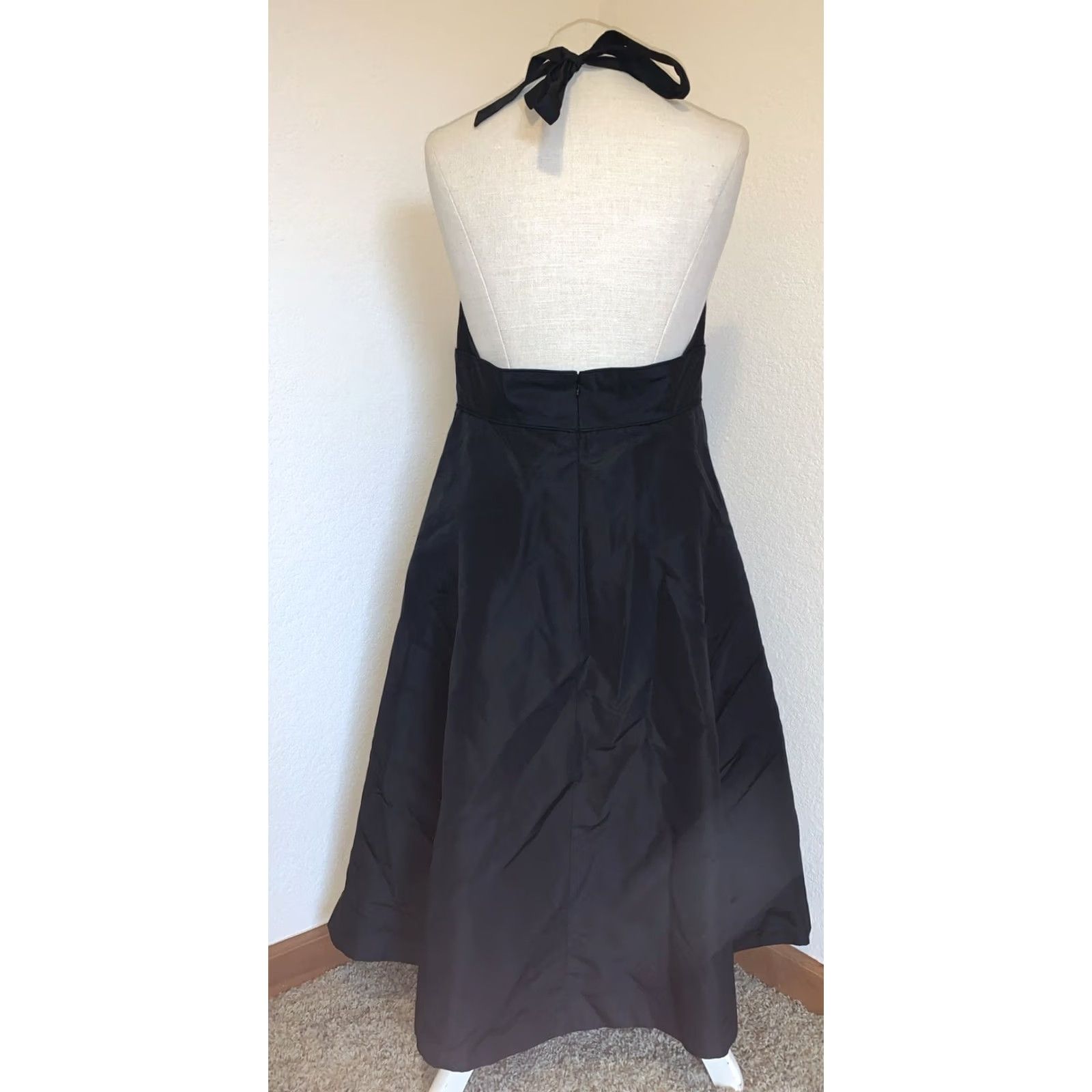 J.Crew NWT J.Crew Black Halter Dress Silk 100% A-Line Sleeveless Lined Zip Knee Length Party Cocktail Wedding 12 Women Men? Size XL / US 12-14 / IT 48-50 - 4 Thumbnail