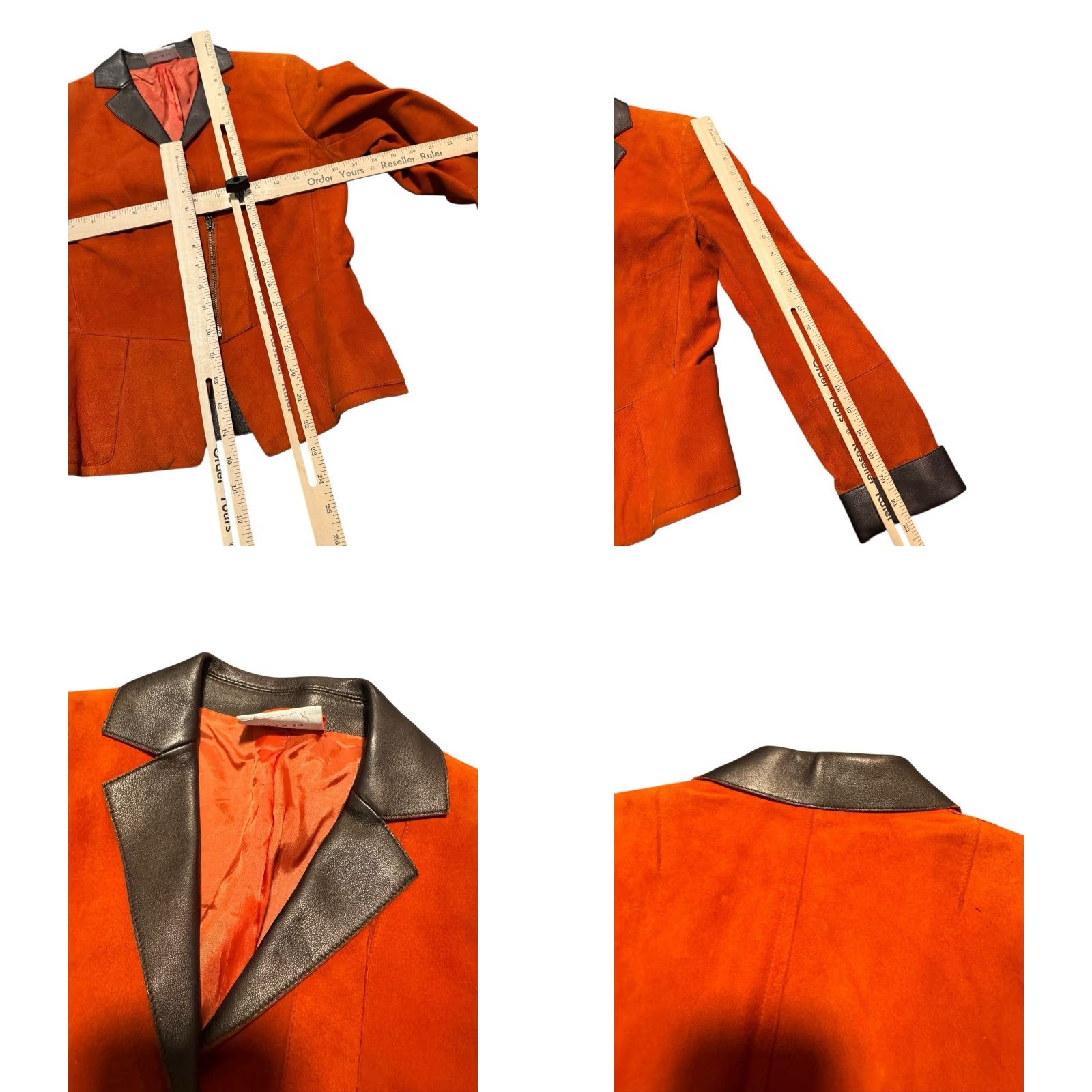 Akris Akris Punto Leather & Suede Jacket Rust Orange Brown 6 Motorcycle Zip Womens Size M / US 6-8 / IT 42-44 - 10 Thumbnail