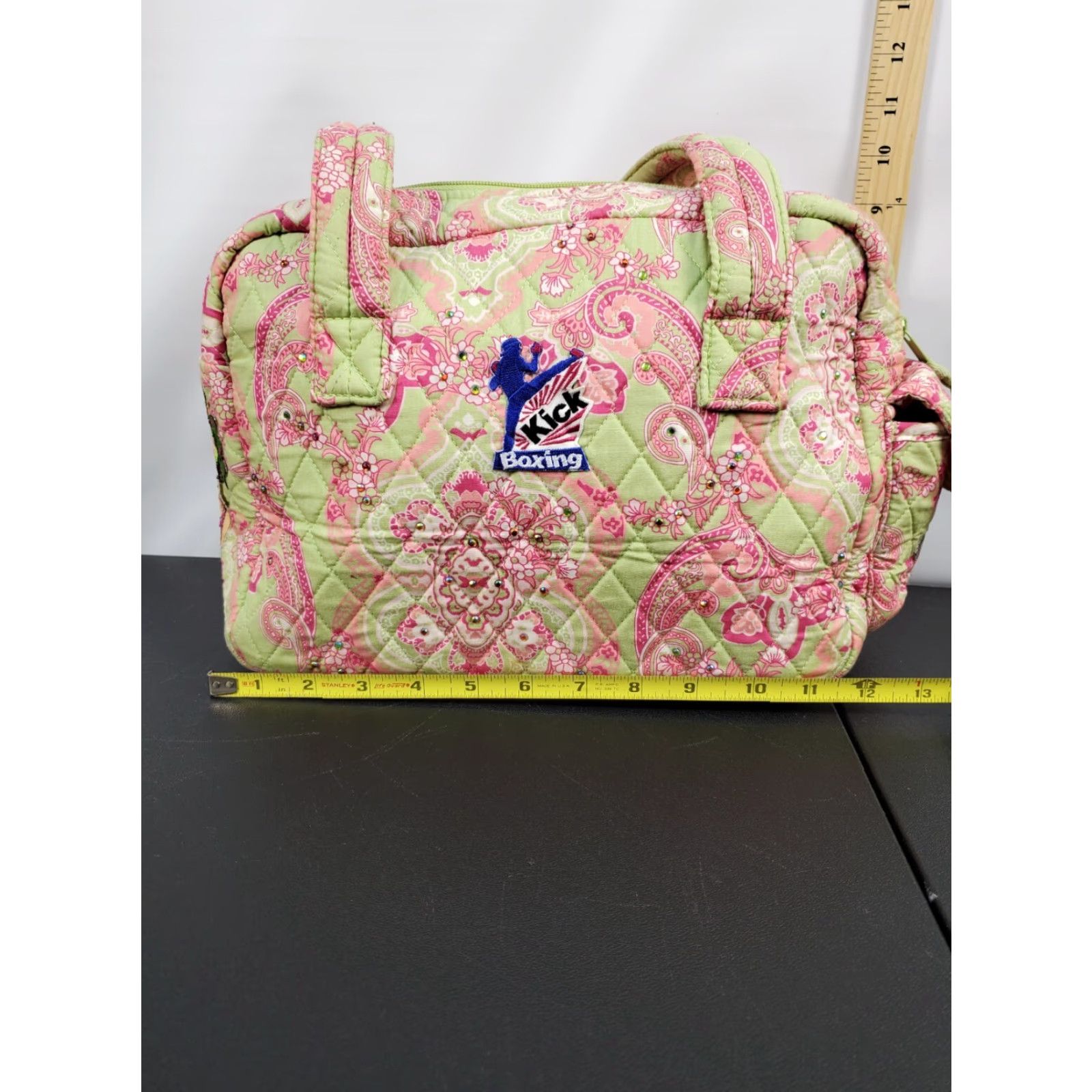 Vintage Zumba Shoulder Bag Womens Green Pink Paisley Zip Closure Size ONE SIZE - 3 Thumbnail