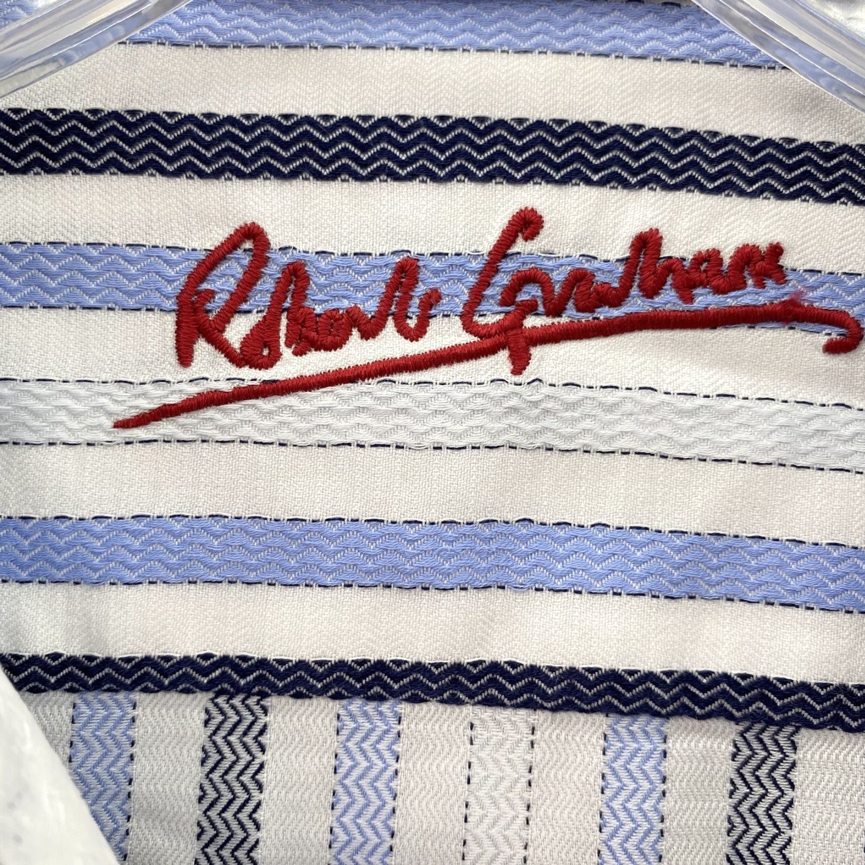Robert Graham Robert Graham Shirt Adult XL Blue Striped Flip Cuff Button Down Long Sleeve Mens Size US XL / EU 56 / 4 - 4 Thumbnail