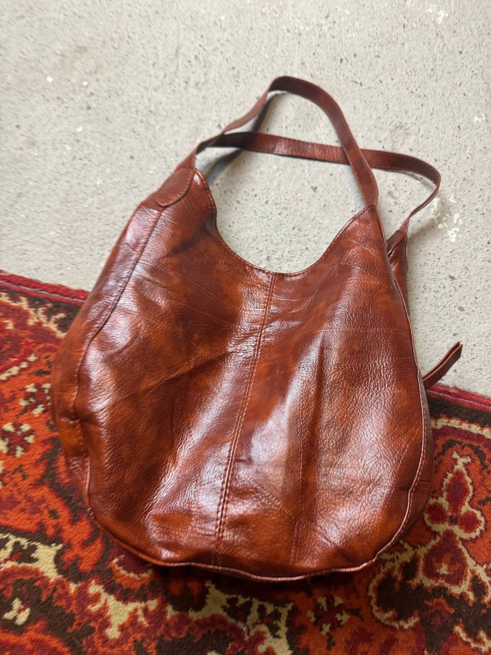 Japanese Brand × Vintage JINGPIN Piju Purse Mocha Pebbled Faux Leather Shoulder Bag Size ONE SIZE - 9 Thumbnail