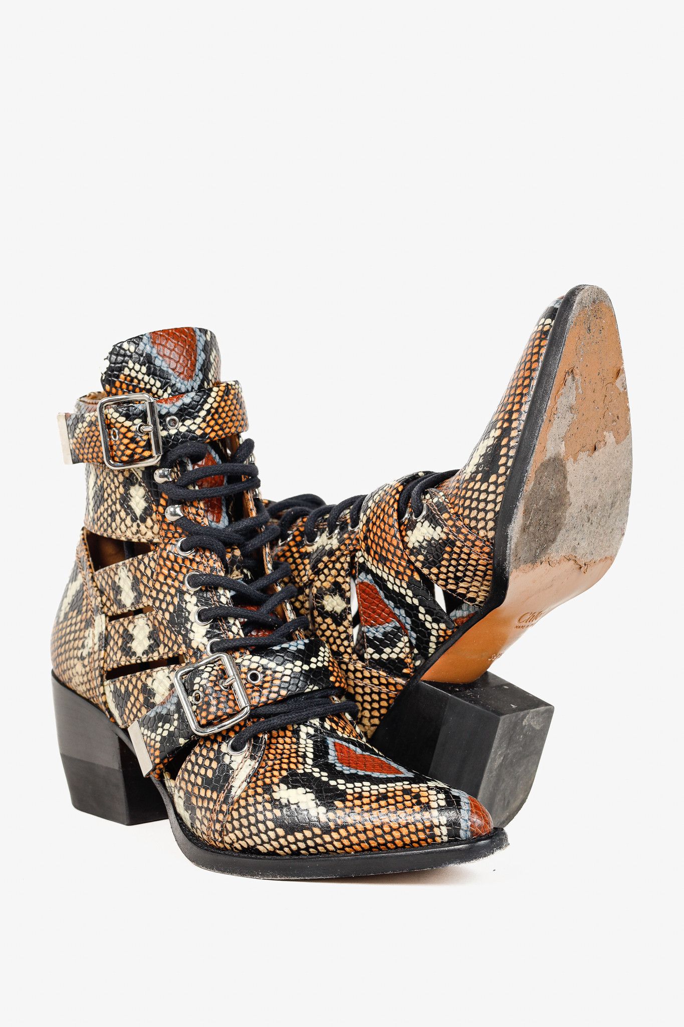 Chloe Chloe Rylee Python-Print Leather Ankle Boots Size US 9 / IT 39 - 4 Thumbnail
