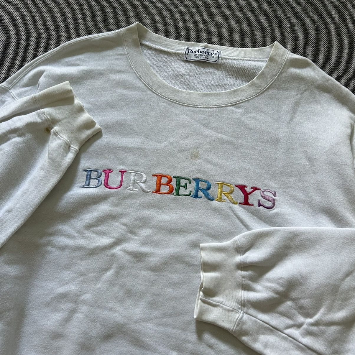 Burberry BURBERRYS Multicolor Embroidered Logo Crewneck Sweatshirt Size US L / EU 52-54 / 3 - 5 Thumbnail
