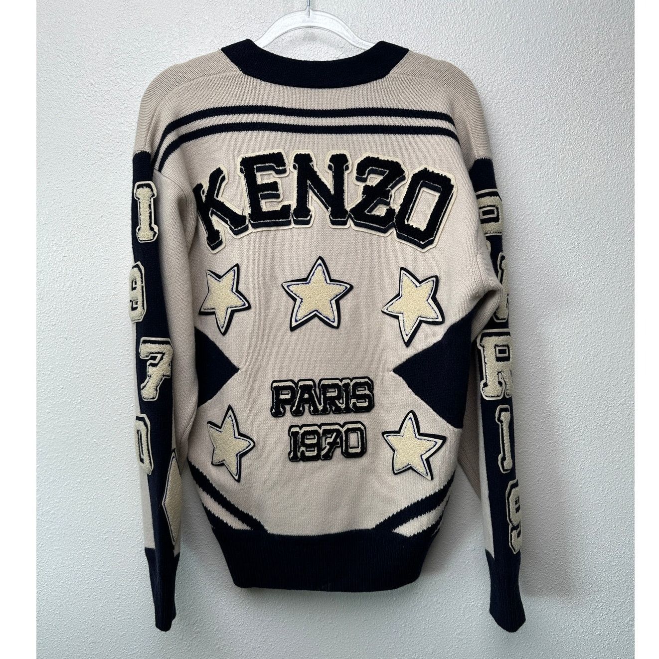 Other KENZO Paris Tiger Graphic V-Neck Sweater Off White Navy M Size US M / EU 48-50 / 2 - 5 Thumbnail