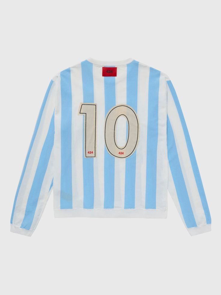 424 424 on Fairfax Striped Soccer Sweater in Blue Size US L / EU 52-54 / 3 - 5 Thumbnail