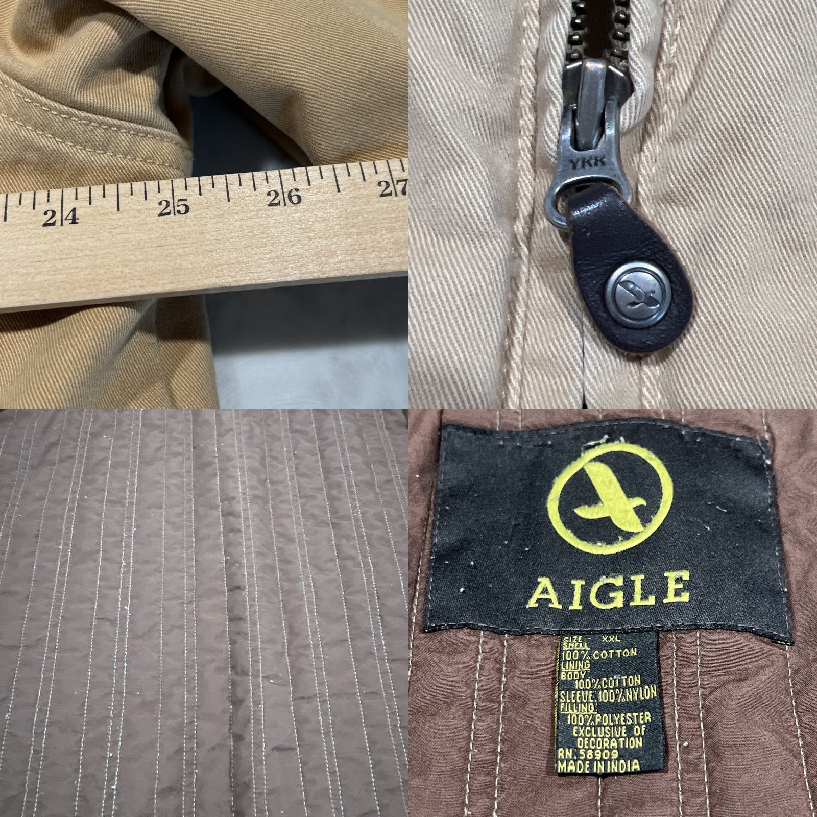 Aigle VINTAGE AIGLE Barn Jacket Men 2XL Regular Canvas Tan Khaki Lined Full Zip Zipper 90s Winter Fall Outdoor Workwear Mens Size US XXL / EU 58 / 5 - 9 Thumbnail