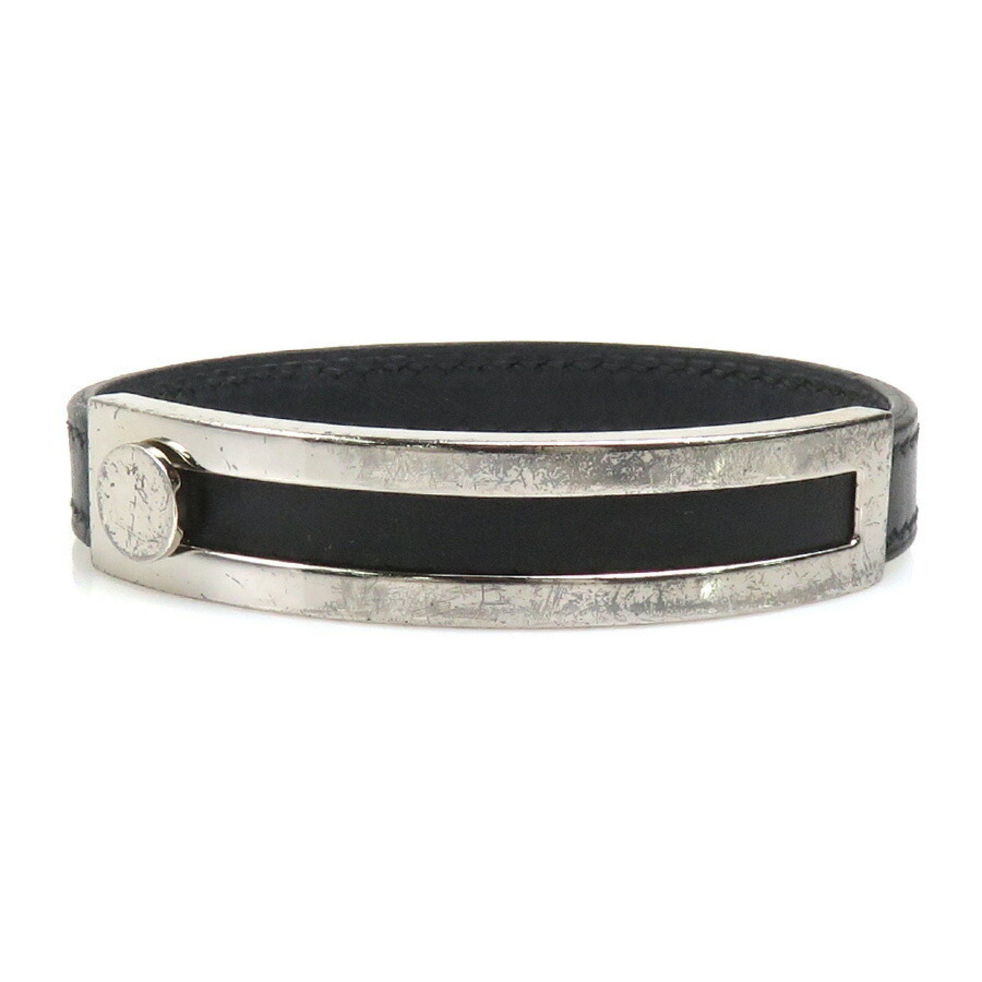 Hermes Hermes Hermès Puspus Bracelet, Leather, Metal, Black, Silver, Men's/Women's, 56347a Size ONE SIZE - 1 Thumbnail