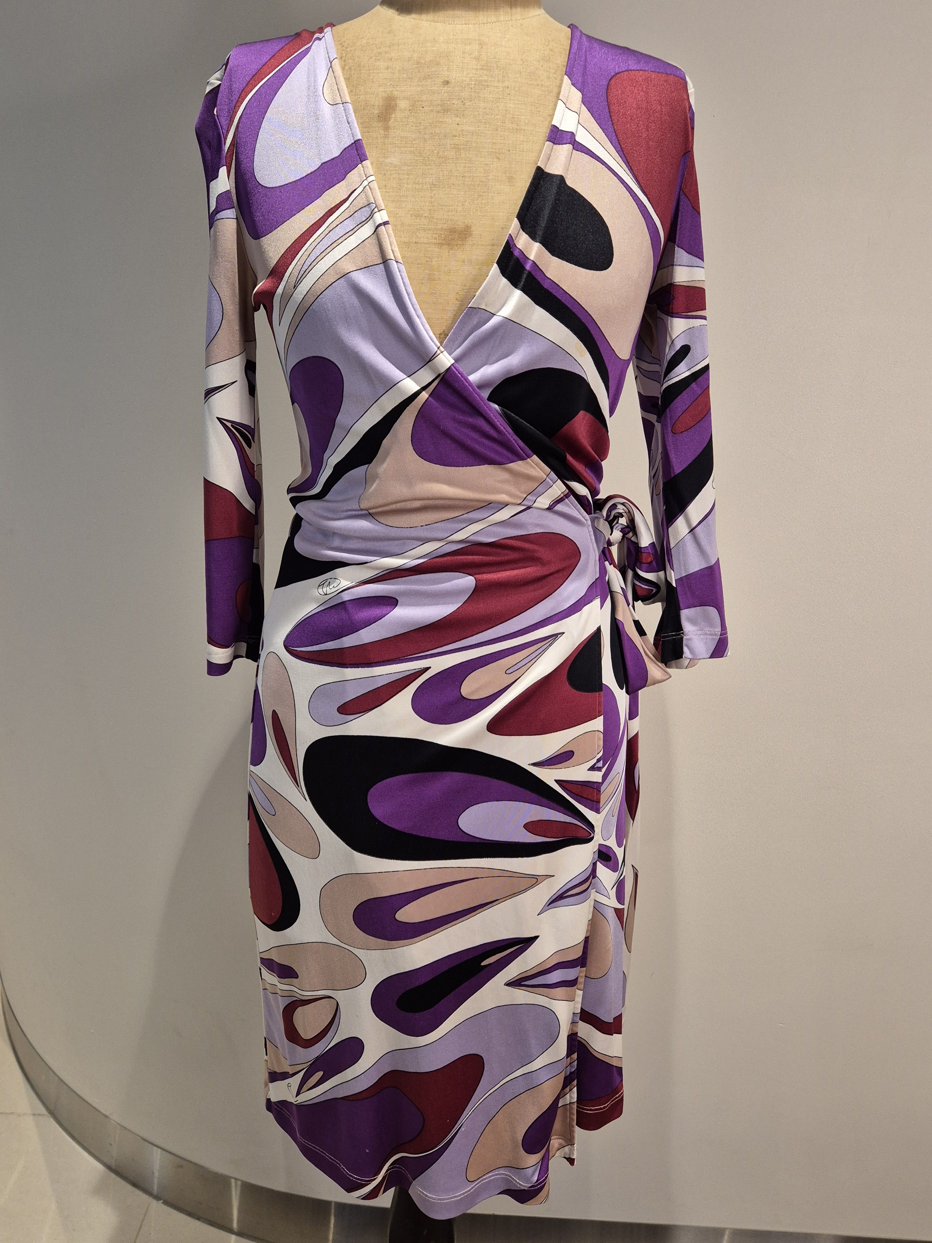 Designer Flora Kung NYC knitted silk print wrap dress Size S / US 4 / IT 40 - 1 Thumbnail