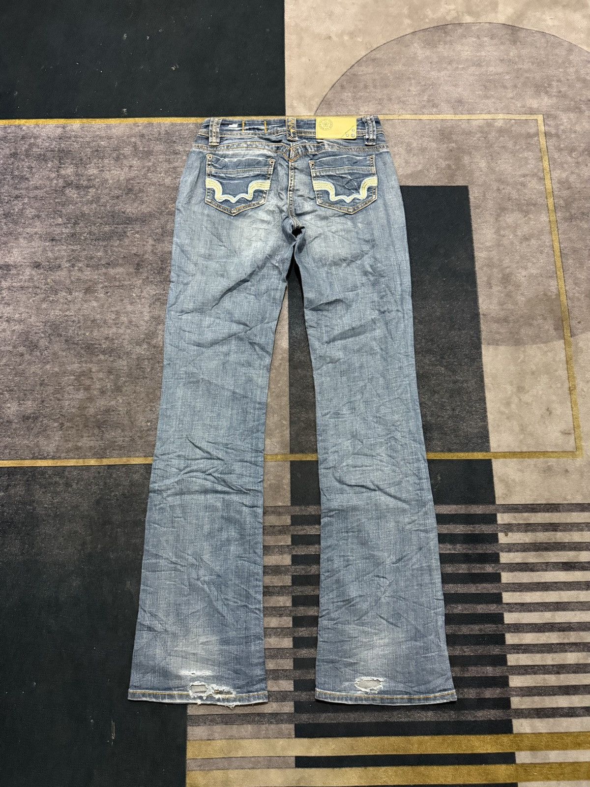 If Six Was Nine BLUE RAGS BOOT CUT DENIM PANTS Size US 28 / EU 44 - 3 Thumbnail