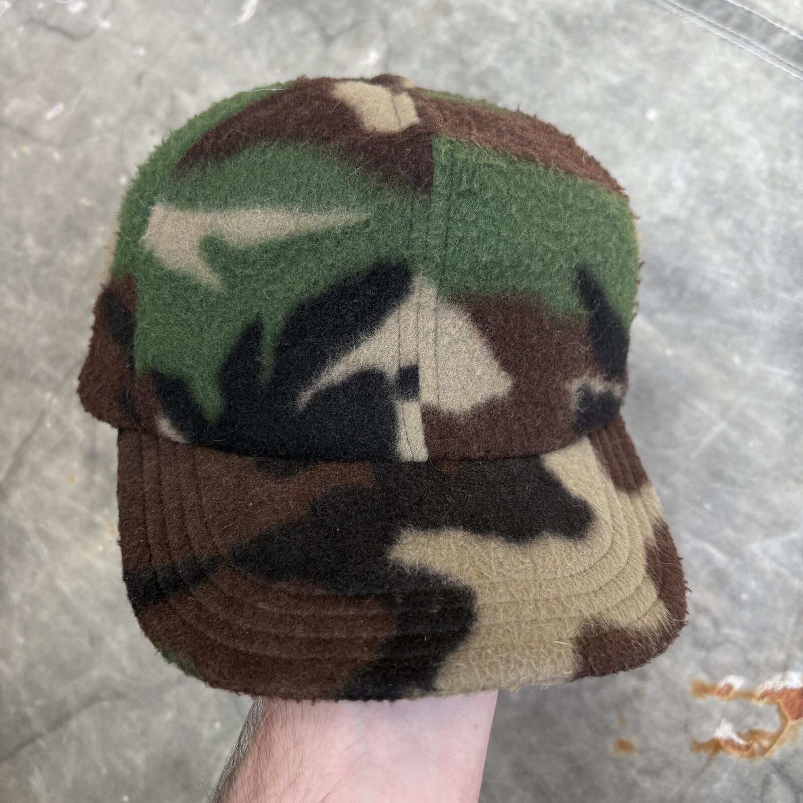 Vintage Vintage 80s 90s Woodland Camo Fleece Ear Flaps Hunting Hat Size ONE SIZE - 1 Thumbnail