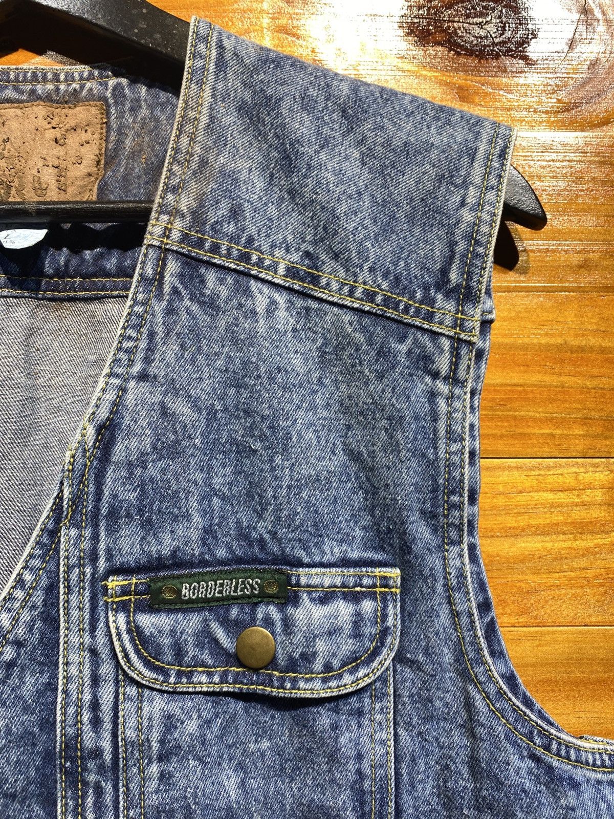 Japanese Brand Vintage 90s Acid Wash Denim Utility Vest Workwear Style Size US L / EU 52-54 / 3 - 4 Thumbnail
