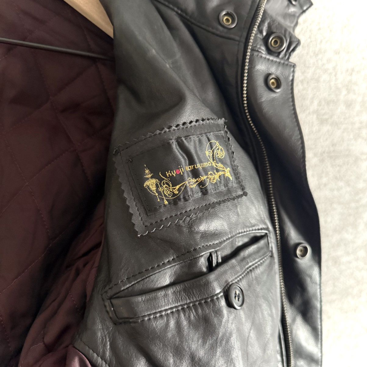 Yohji Yamamoto AW08 Kyoji Maruyama Jersey Cowhide Leather Military Jacket Size US M / EU 48-50 / 2 - 4 Thumbnail