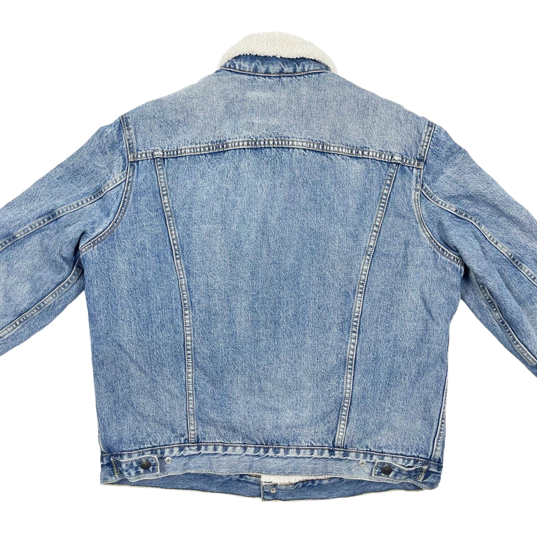 Levi's Levi's Premium Trucker Jacket Light Blue Denim Sherpa Lined Men's Large Size US 33 - 5 Thumbnail