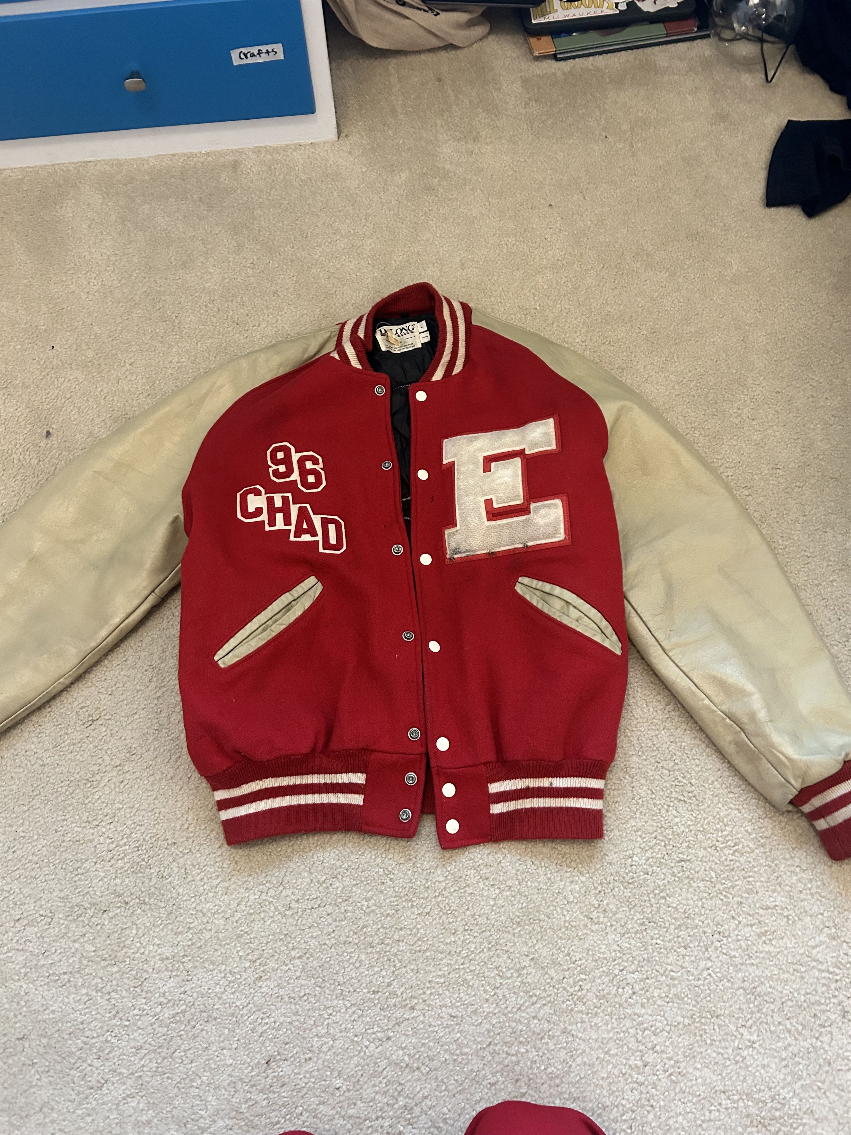 Red and White Vintage Varsity Jacket