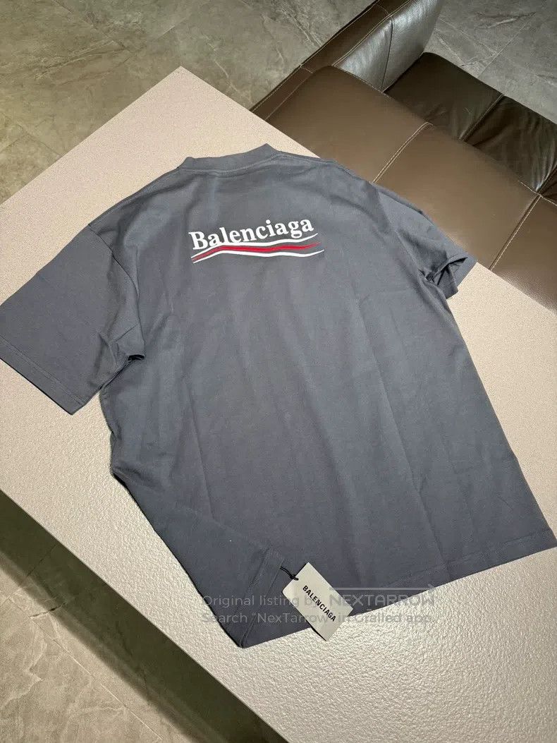 Balenciaga Balenciaga Embroidered Cola Logo Gray-Blue Round Neck Shor Size US M / EU 48-50 / 2 - 6 Thumbnail