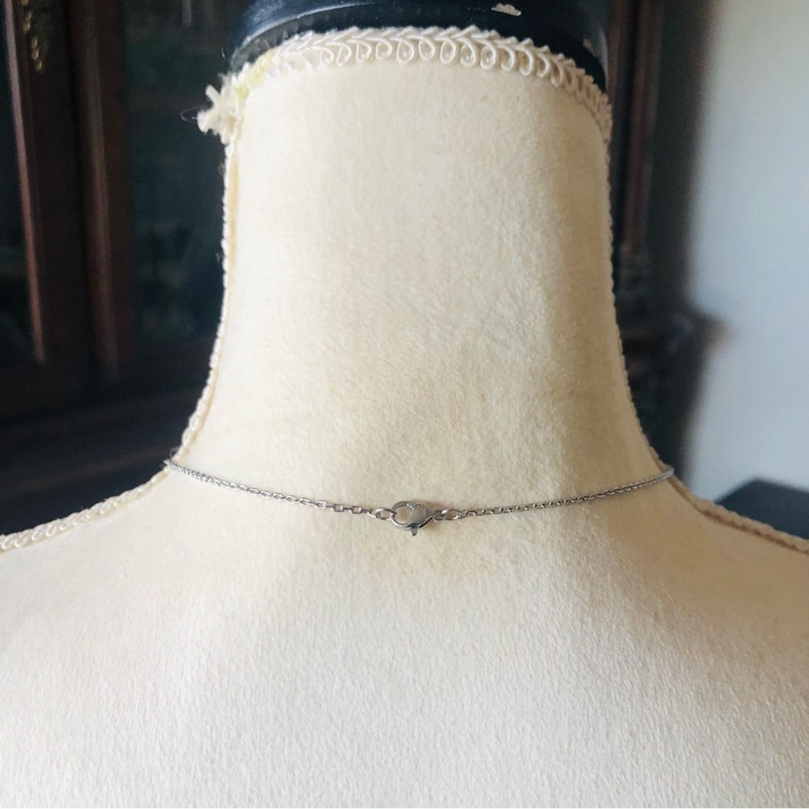Handmade Double cross stainless steel clear cubic zirconia necklace Size ONE SIZE - 10 Thumbnail