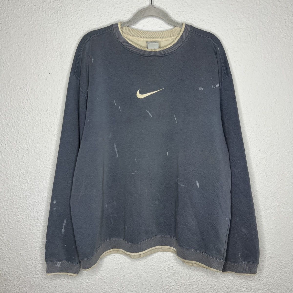 Nike × Vintage Vintage Nike Sweatshirt Distressed Ripped Center Swoosh Size US XL / EU 56 / 4 - 2 Thumbnail