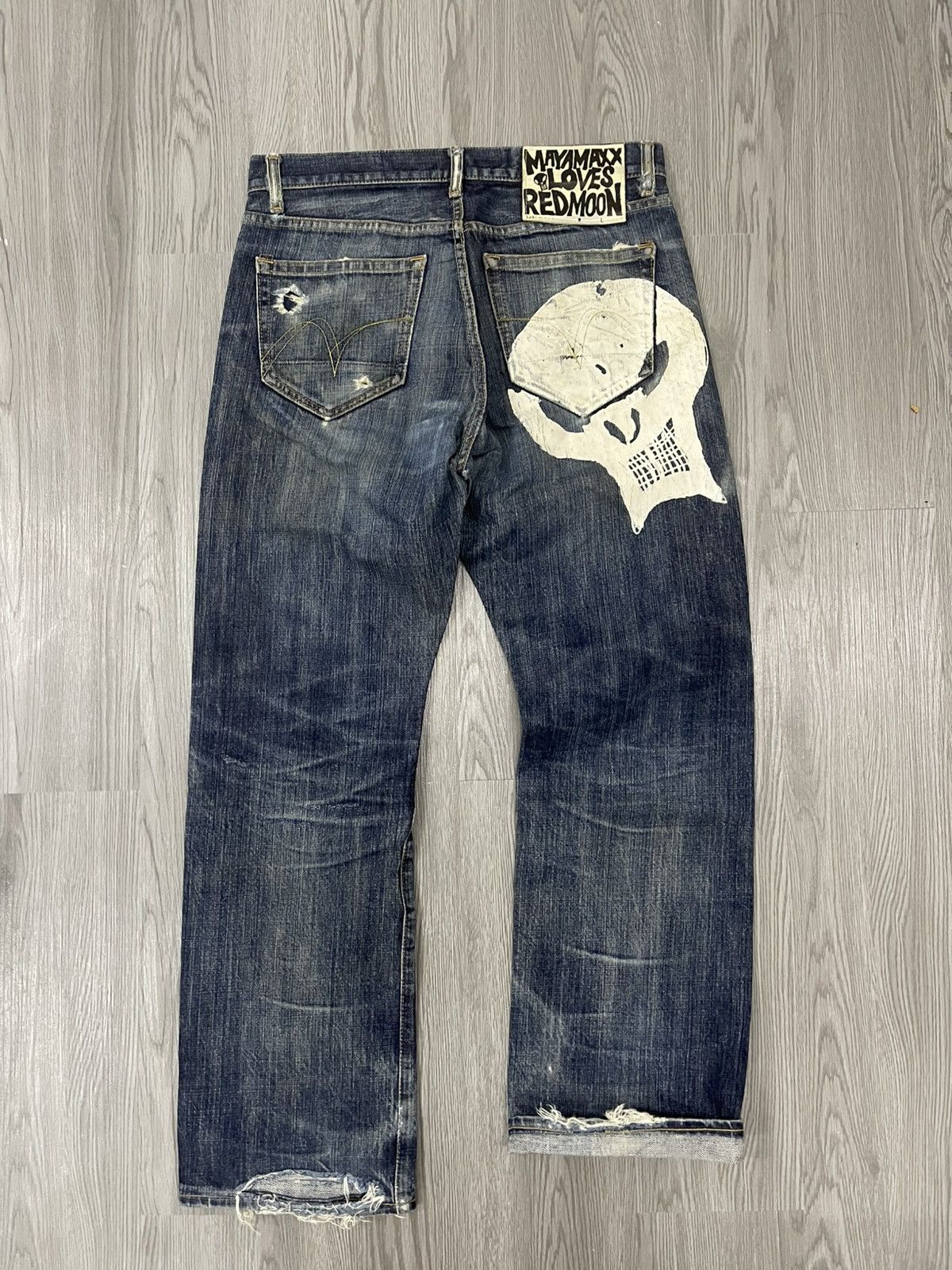 Japanese Brand × Redmoon Redmoon Selvedges Distressed Denim Size US 31 - 3 Thumbnail