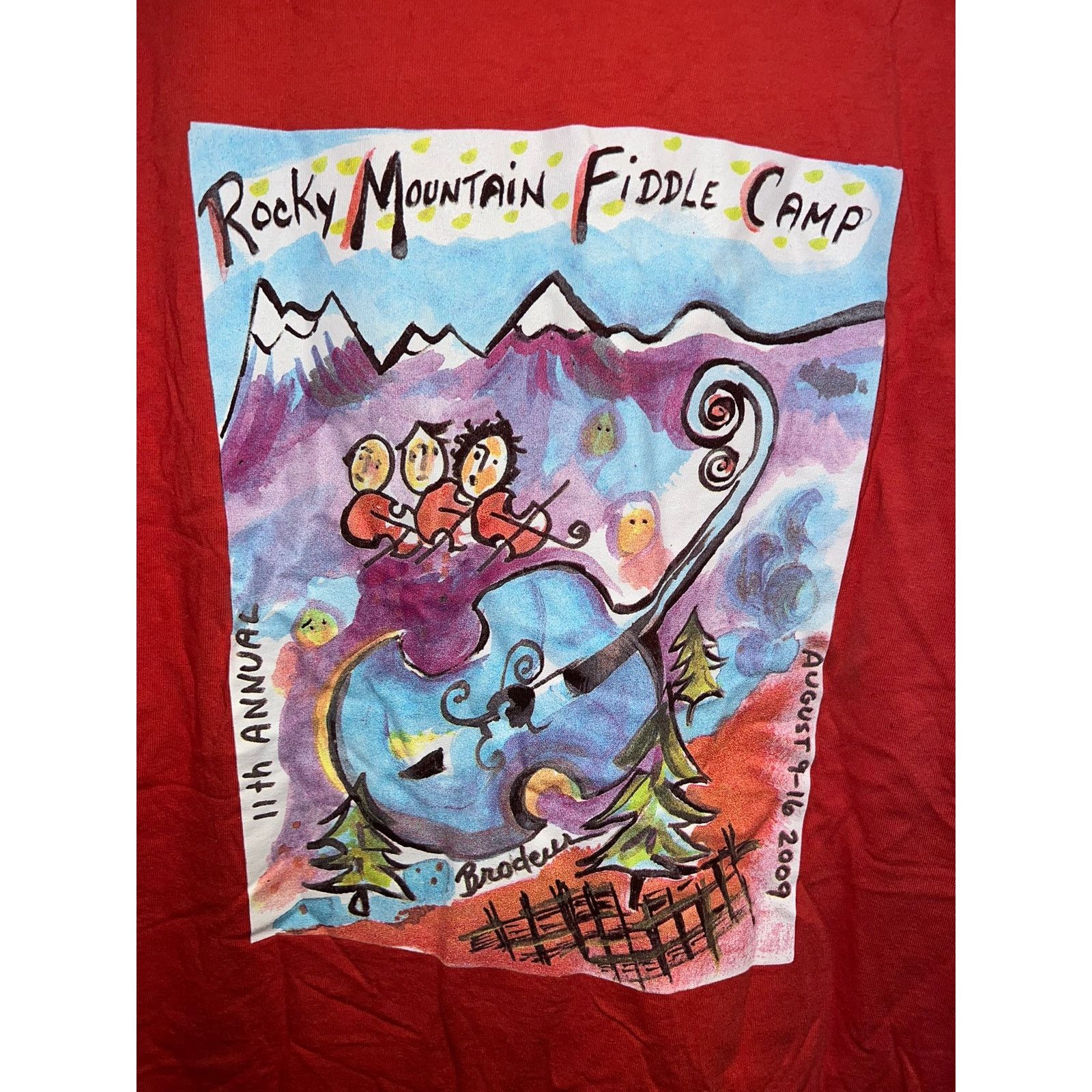 Gildan Rocky Mountain Fiddle Camp Shirt Red Graphic Music Tee Large Size US L / EU 52-54 / 3 - 2 Thumbnail