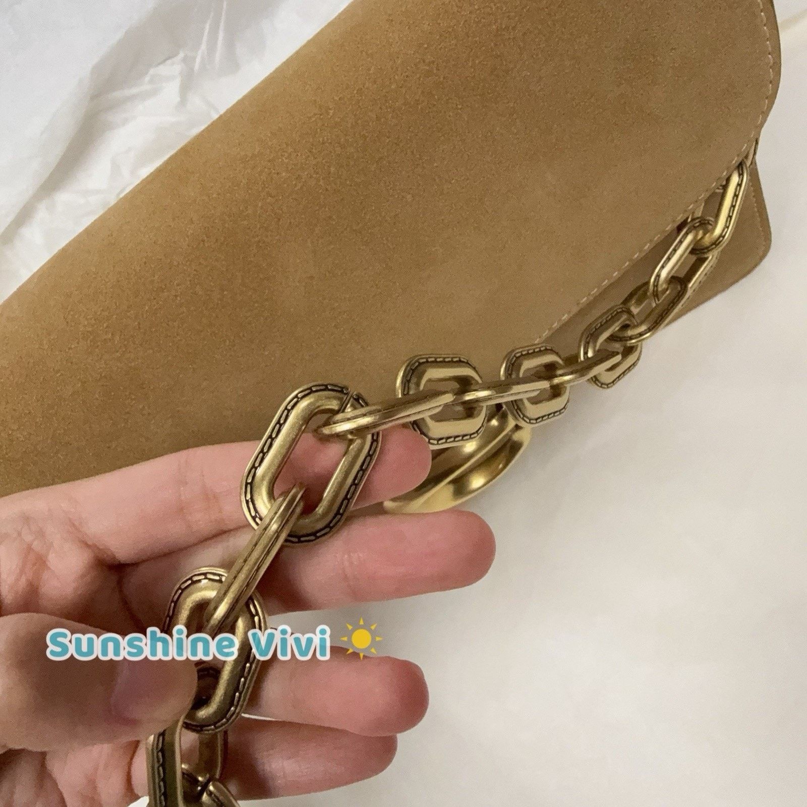 Coach NWT Coach Chain Tabby Shoulder/Hand Suede Chain Sand CAN13 Size ONE SIZE - 3 Thumbnail