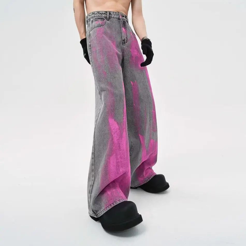 Japanese Brand Retro Graffiti Printed Jeans Size US 32 / EU 48 - 2 Thumbnail