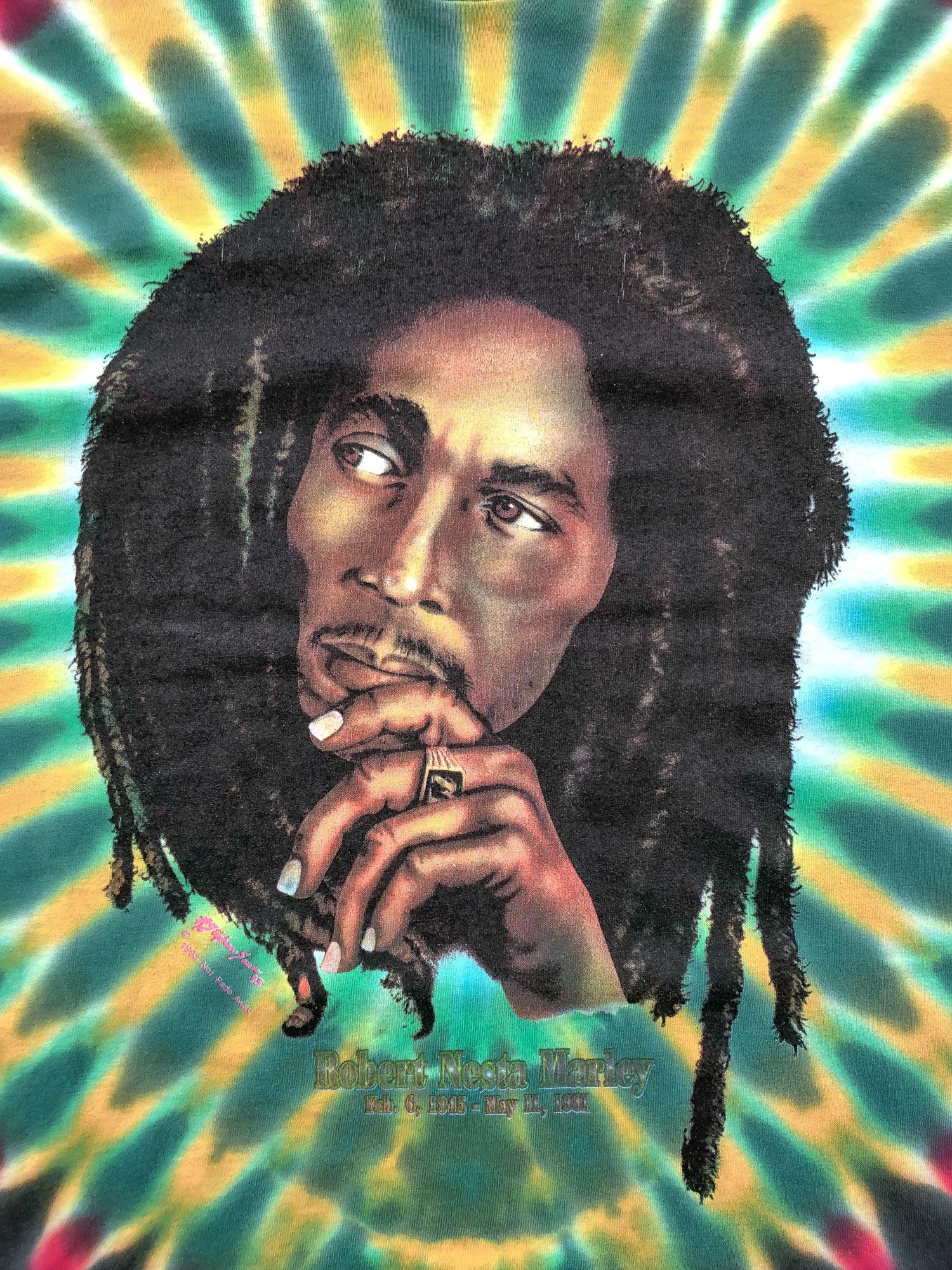 Bob Marley × Vintage 1993 Single Stitch Tye Dye 'Bob Marley' T-Shirt Size US L / EU 52-54 / 3 - 3 Thumbnail
