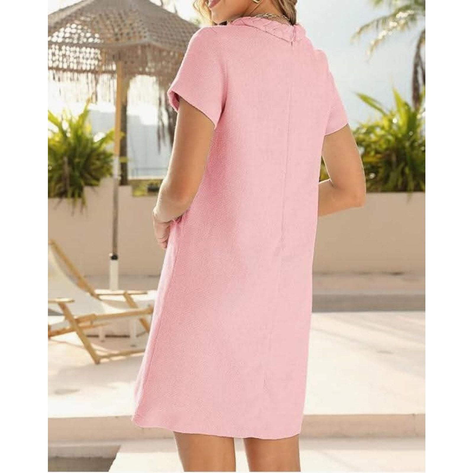 The Unbranded Brand Women's Tweed Dress Short Sleeve Crew Neck A-line SIZE LARGE Size L / US 10 / IT 46 - 2 Thumbnail